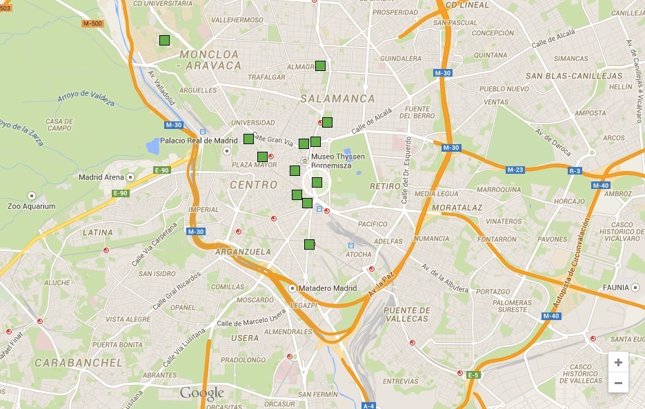 Mapa de la noche de los libros de Madrid