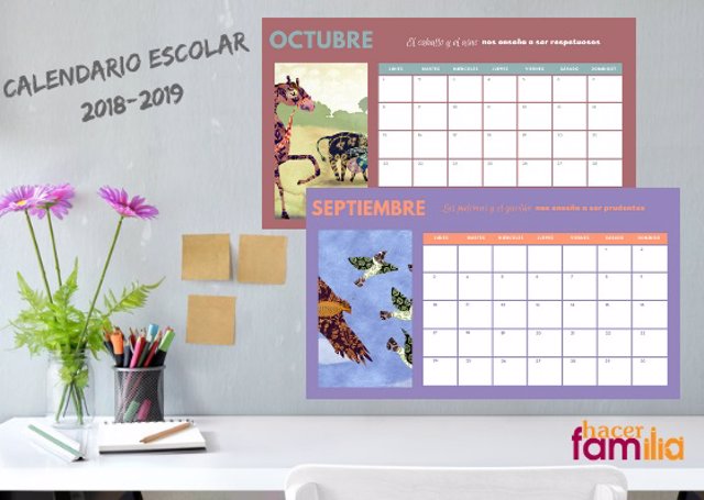 Calendario escolar 2018-19 Hacer Familia